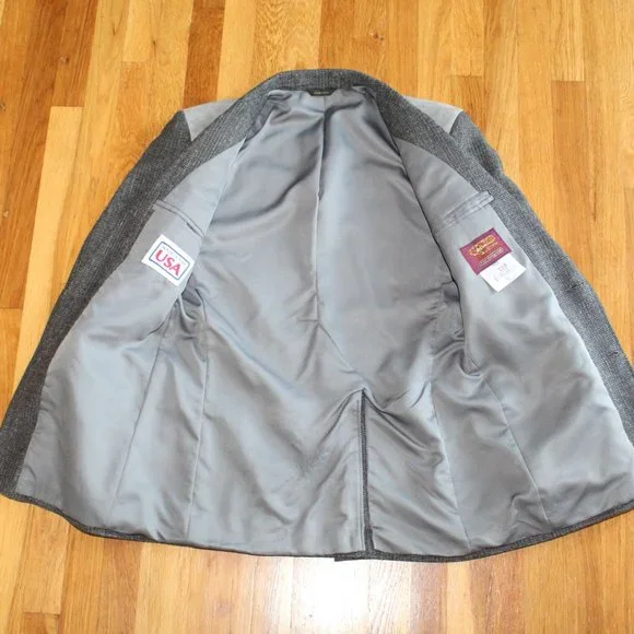 Vintage Pioneer Wear Golden Collection Gray Wool Western Blazer Jacket Men's 40L - Picture 6 of 10